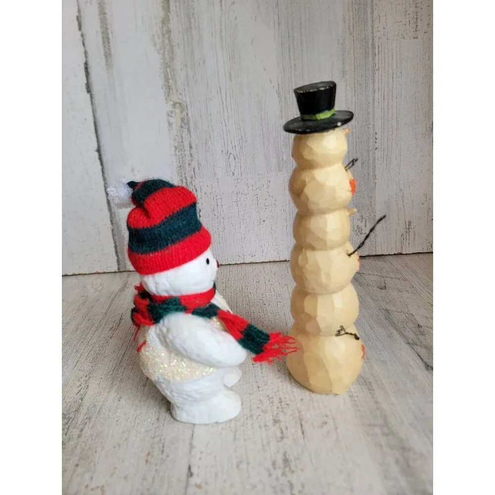 Let‎ it snow Snowman set figure glitter vintage home decor xmas